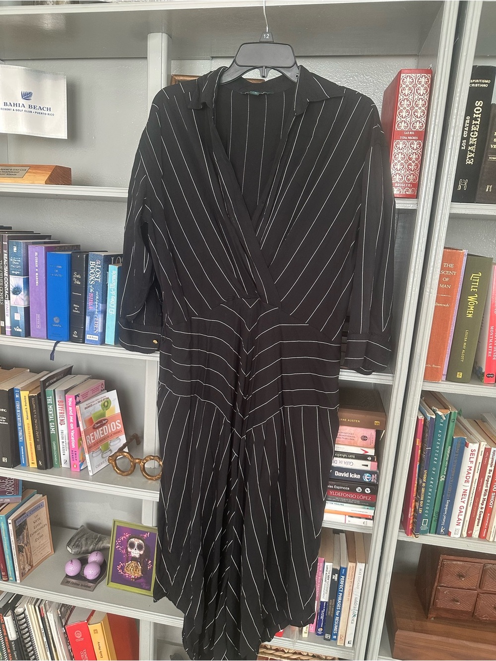 Lauren Ralph Lauren Black Pinstripe Wrap Dress